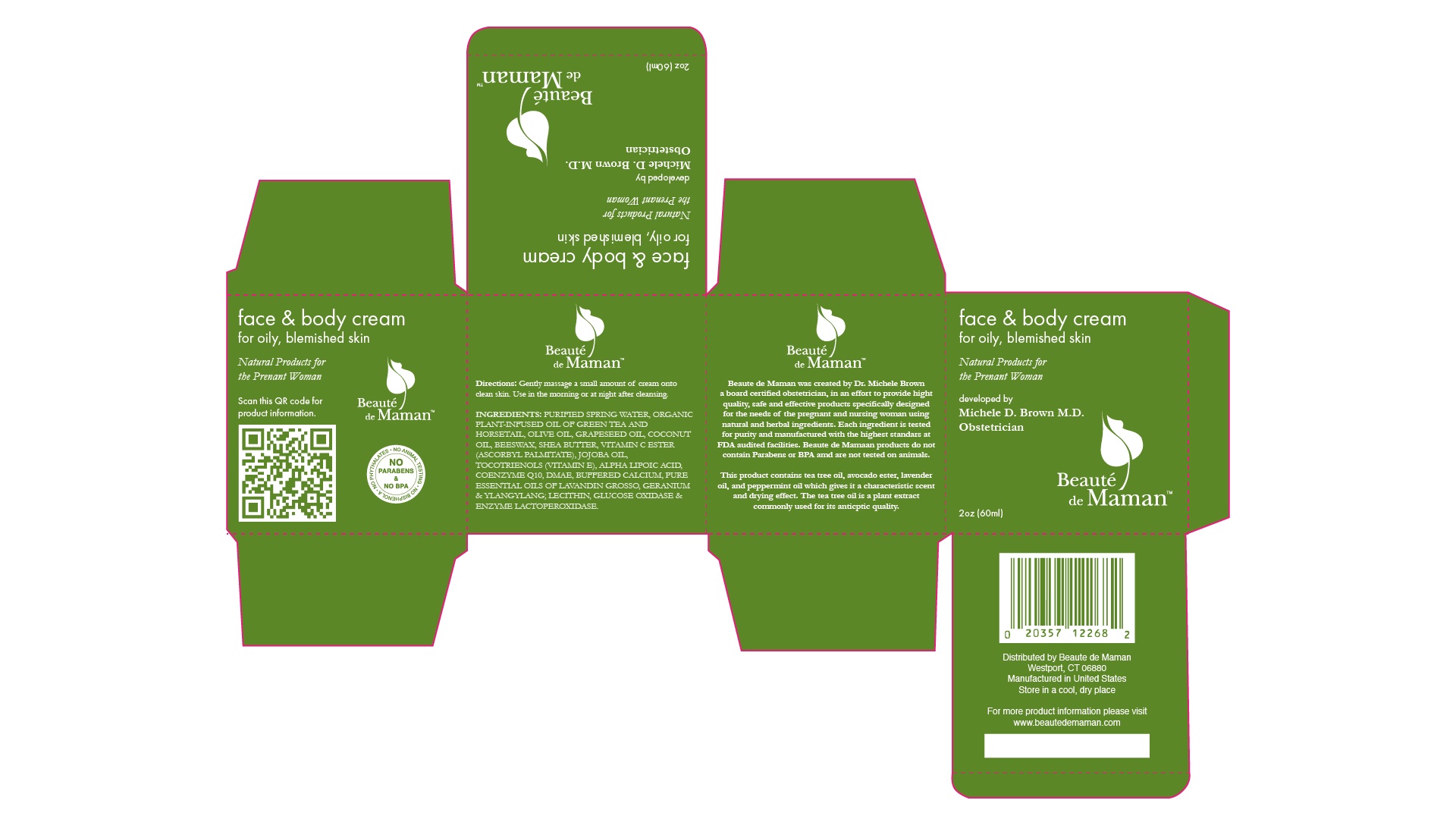 Face and body cream carton dieline