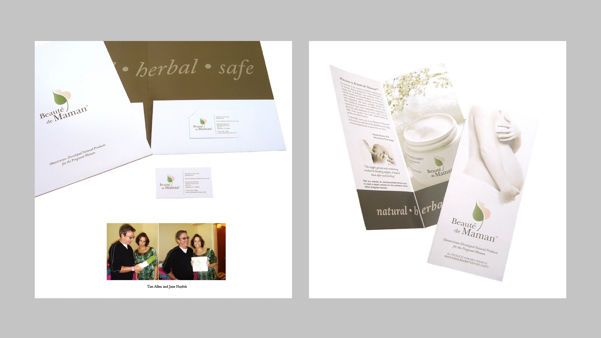 Presentation folder, business cards and tri-fold brochure