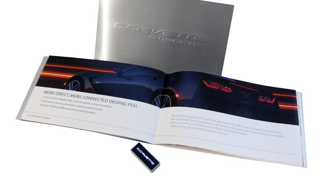 Corvette Stingray anniversary booklet with embossed foil cover