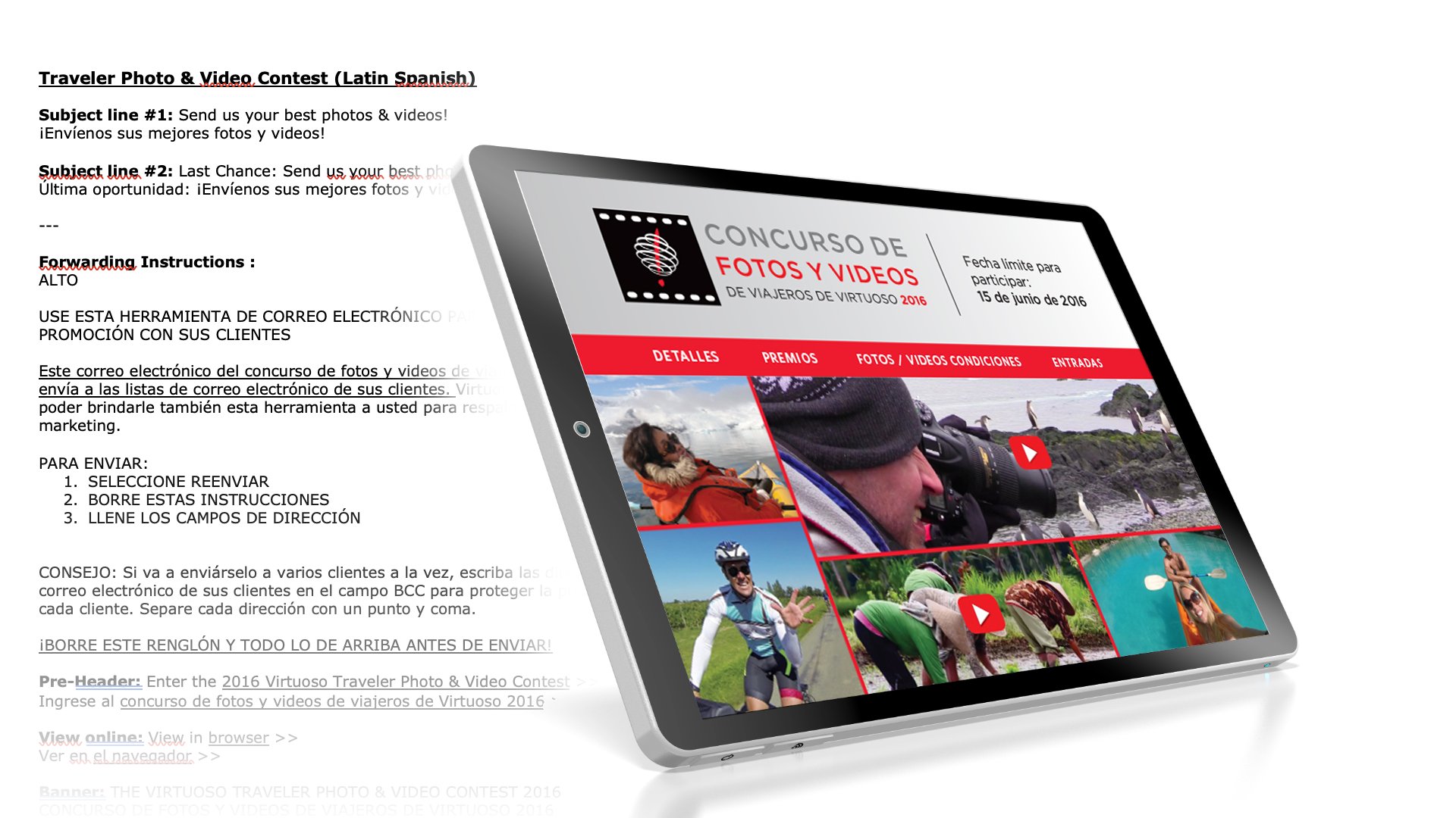 Virtuoso email campaign design, brand adaptation